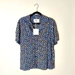 PISTOLA Seeing Stars Navy Blue/White Multi Button Up Top Women's Size Small NWT